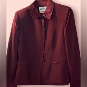 Vintage KASPER Burgundy Satin Dressy Business Jacket Blazer 6